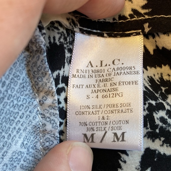 A.L.C. Womens Size M Black White High Neck Sleeveless 100% Silk Drop Waist Dress - Picture 7 of 11